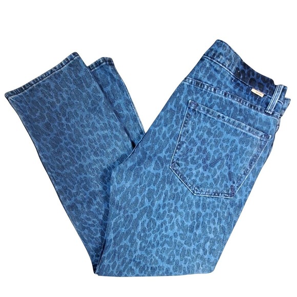 MOTHER Denim - MOTHER Blue Leopard Print Straight Leg Jeans